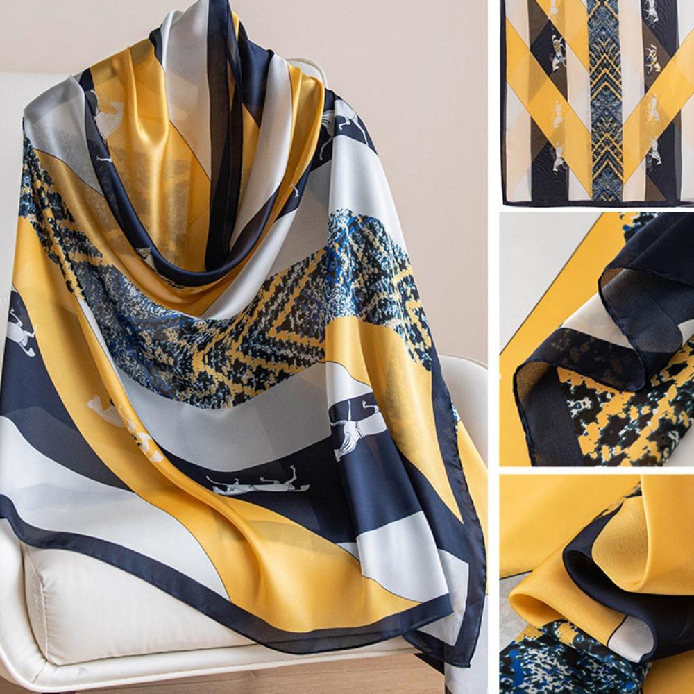 Шелковый шарф с узором «Лотос» Роскошный женский хиджаб Платки Головной платок Шифоновый шарф-накидка Весна