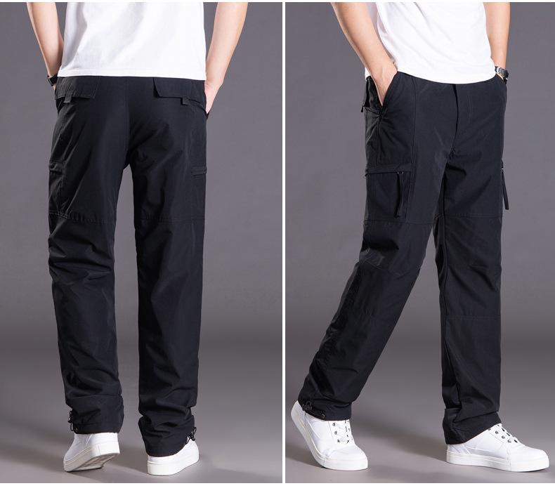 Men's Winter Fleece-Lined Cargo Pants - Warm, Casual, Elastic Waist, Plus Size, Trendy Style