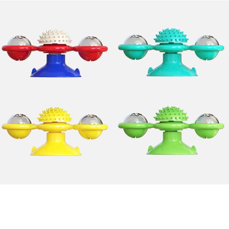 Игрушка-мельница для кошек с подсветкой, вращающаяся мятная присоска, скрежещущая зубами для домашних животных, очищающая жевательная игрушка для кошек, самоподъемная игрушка для кошек