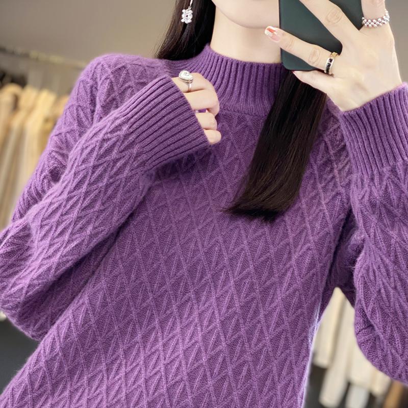 Женский кашемировый свитер Qinghe кашемир 30% кашемир 70% шерсть теплый и модный универсальный осенне-зимний