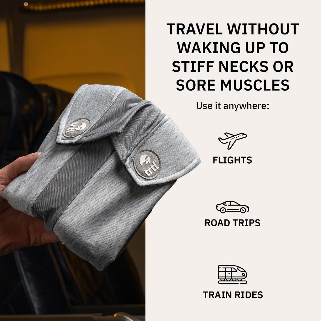 Trtl Pillow Plus Регулируемая подушка для шеи для путешествий в самолете Дорожная подушка с высококачественной пенной подкладкой для поддержки головы и шеи Легкая, можно стирать в стиральной машине
