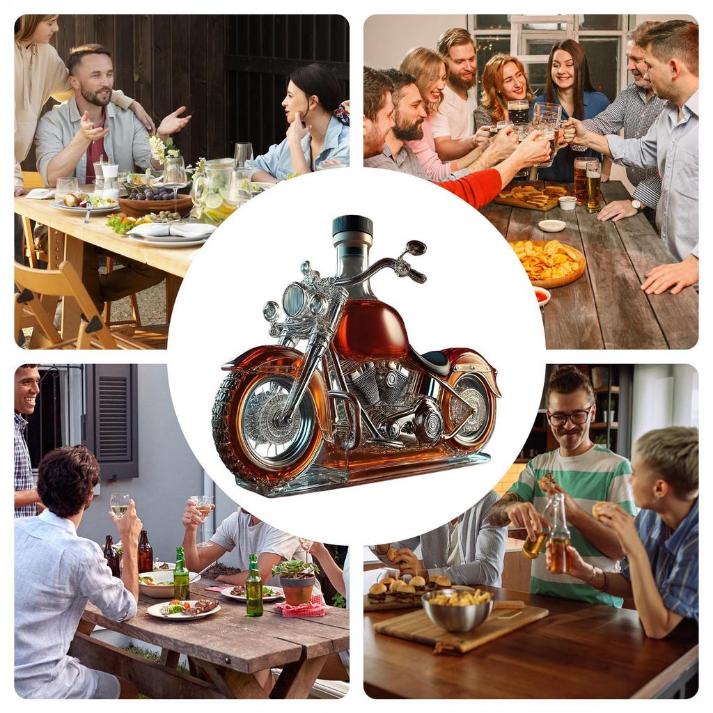 Red Wine Decanter Motorcycle Shape Glass Wine Aerator Decanter Liquor Bottle Vintage Desk Decor for Home Kitchen Restaurant