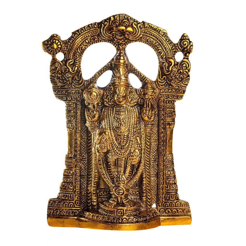 Shree Balaji Tirpuathi Venkateswara Balaji Statue Sculpted In Great Detail In Ivory Antique Finish - Shrinathji Idol for Car