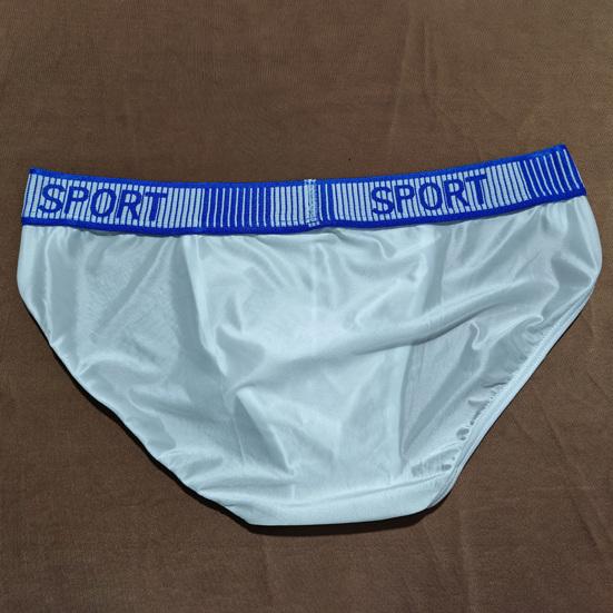 Summer Ice Silk Briefs Letter Print High Slit Design Men Panties Smooth Comfortable Breathable Underwear Daily Wear