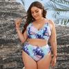 Plus Size Bikinis Set Women Sexy Print High Waist Halter Swimwear Split Bikini Two Piece Set Biquini