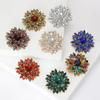 Retro Seven-Color Crystal Glass Brooch Corsage for Women's Overcoat - European and American Style Fashion Accessory