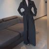 French High-End Black Blazer and High-Waist Slim Wide-Leg Pants Suit for Women - Autumn 2025 Fashion