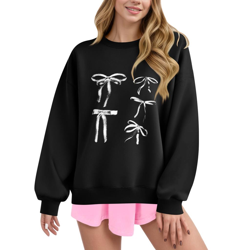 Women Tops Women's Long Sleeve Sweatshirt Casual Crewneck Loose Fit Pollover Fleece Tops