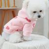 Cute Pink Heart Hooded Pet Sweatshirt Pink Heart Print Breathable Dog Hooded Jacket Comfortable Wear Insulated