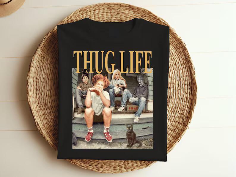 Футболка Thug Life Bad Witches – Хэллоуинская футболка Hocus Pocus, Сестры Сандерсон