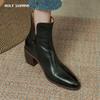 2024 Autumn Women Ankle Boots Round Toe Women Boots Winter Western Boots Genuine Leather Leather Shoes Office Lady Shoes Retro