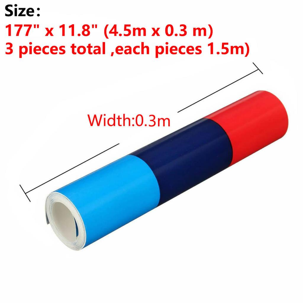kyapx5 Car Sticker M Color Stripes Rally Side Hood Racing Motorsport Vinyl Decal Sticker Strip Bumper Engine Cover For BMW 117"/4.5m