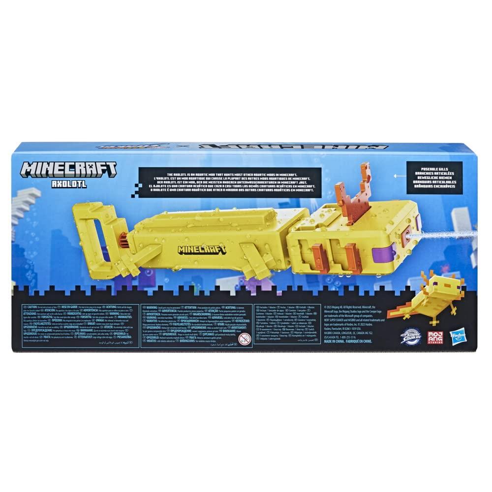 Nerf Super Soaker Minecraft AXOLOTL Water Minecraft Axolotl Mob Уличная водная игра для детей F7601 Подлинный водяной пистолет для детей и взрослых