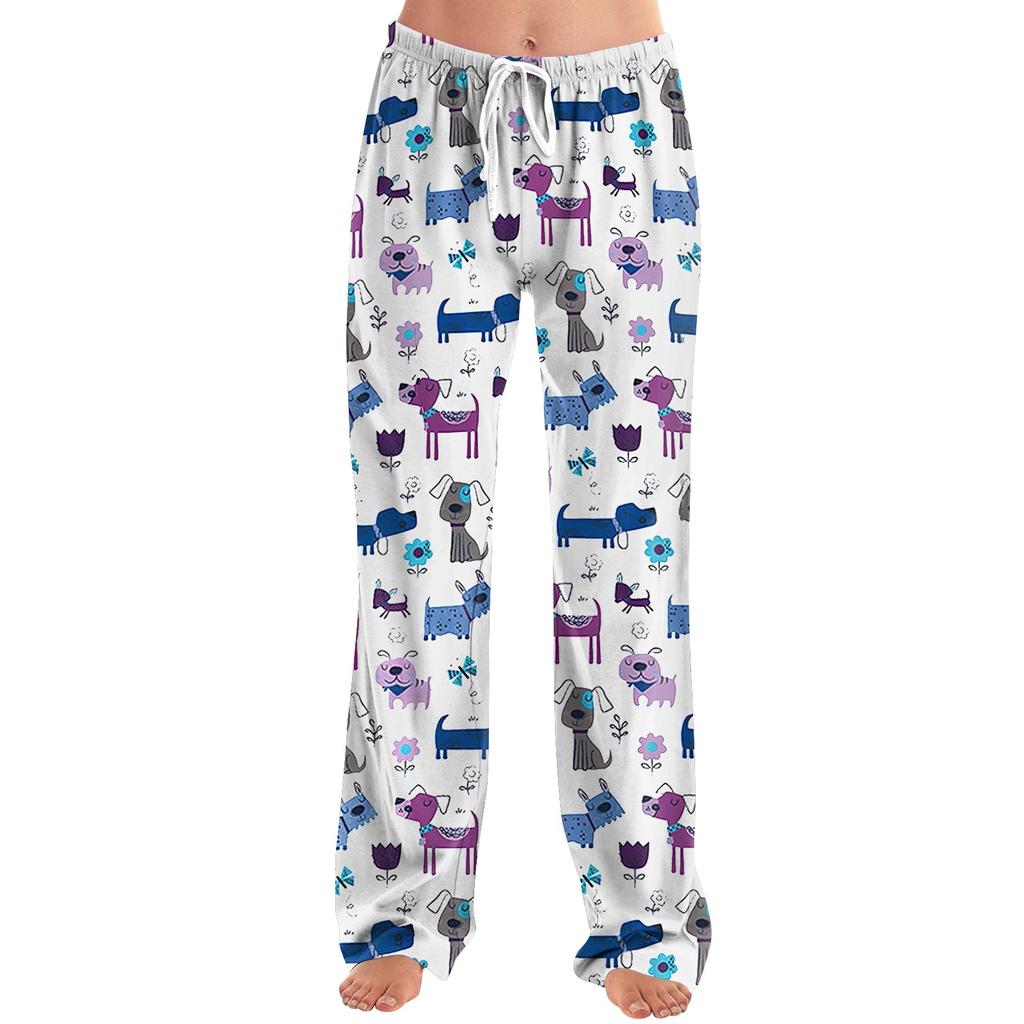 Женские домашние брюки с принтом Allover, пижамные брюки для сна, длинные брюки, пижамные брюки, брюки для йоги