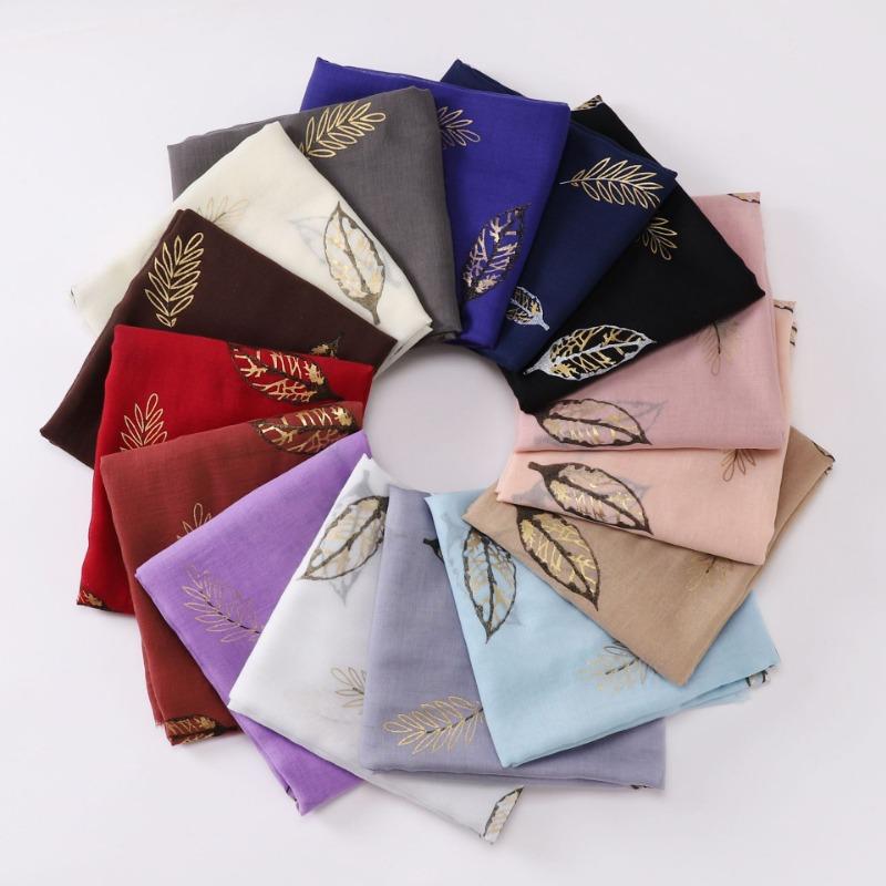 Ethnic Style Gold Foil Printed Scarf Soft Polyester Women S Fashion Scarf