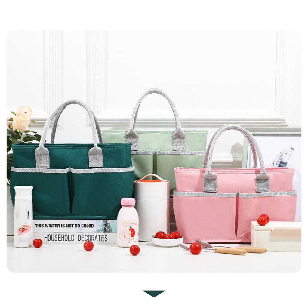 Портативная термосумка для обеда большой емкости с несколькими карманами, водонепроницаемая сумка-холодильник Оксфорд для женщин, многофункциональная сумка для пикника и еды