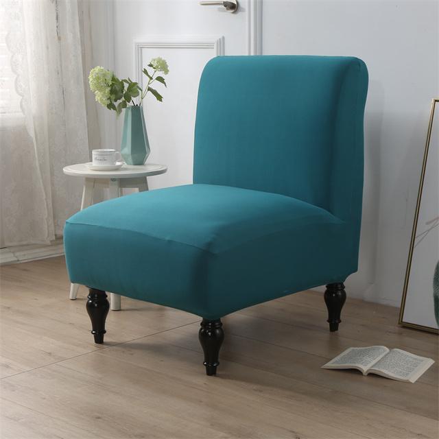 Solid Color Spandex Accent Armless Chair Cover Single Sofa Slipcovers Nordic Stretch Chairs Covers Elastic Couch Protector Cover