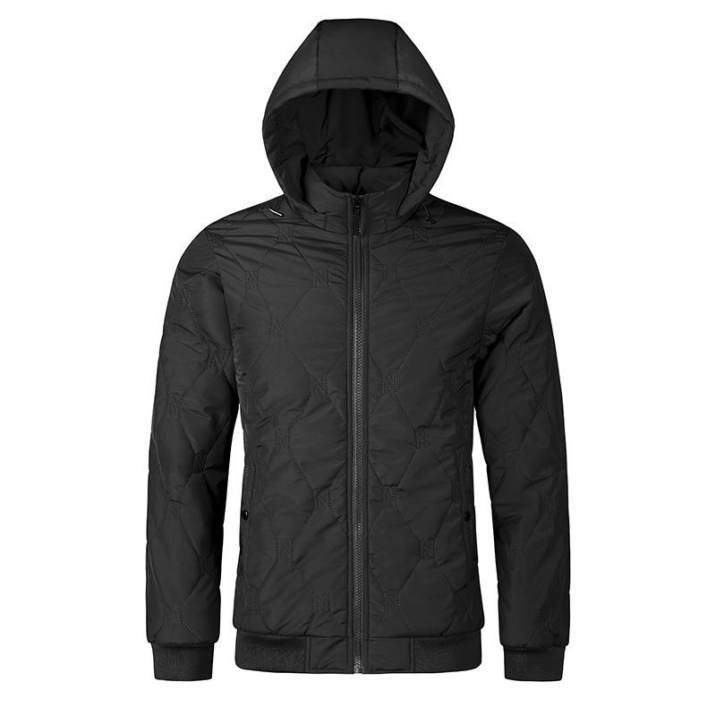 Men's Cotton Coat Autumn and Winter New Warm Jacket Casual Versatile Simple Solid Color Removable Hood Men's Jacket