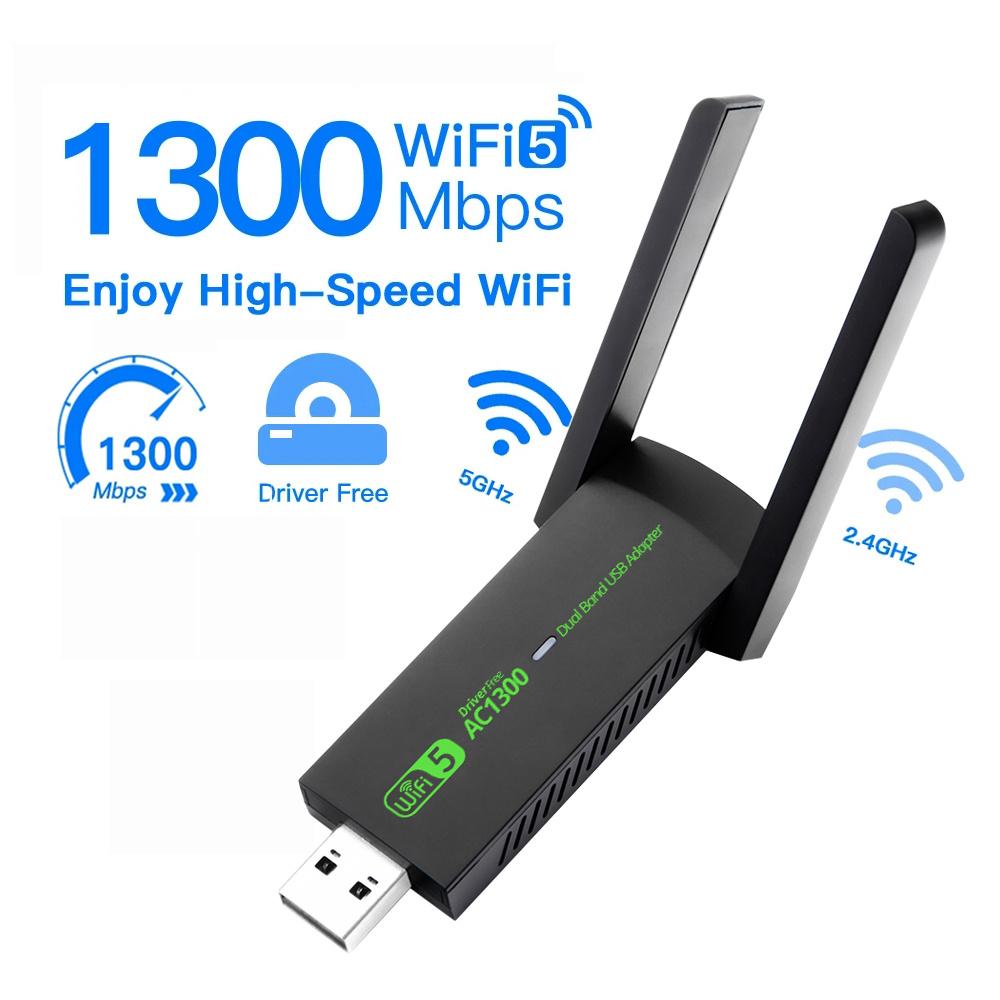 Бесплатный драйвер 1300 Мбит/с USB 3.0 Wi-Fi-адаптер WiFi 5 AC1300 Приемник Wi-Fi-ключа 2.4G 5G Двухдиапазонная беспроводная сетевая карта RTL8812 Антенна для ноутбука