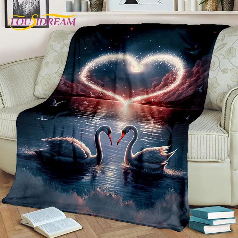3D Dream Love Swan Cartoon Cygnus Подарочное одеяло для девочек, мягкое одеяло для дома, спальни, кровати, дивана, дорожного чехла для пикника, детское одеяло