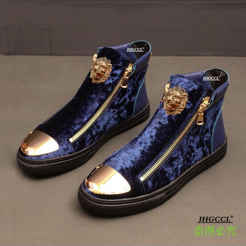 Дизайнерские бархатные ботинки модного бренда, высокие, в английском стиле, для мужчин, на молнии, повседневные, роскошная подошва, резиновые туфли для мужчин A4