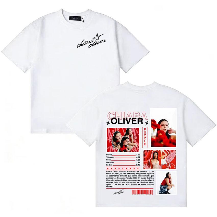 Singer Chiara Oliver Puzzle Album Cover 2026 T Shirts Unisex Womens Clothing Fashion High Quality Tshirt Casual ONeck Loose Tops
