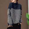 Yousheng Women Sweater Half High Collar Long Sleeve Color-Blocked Loose Fit Knitting Top Autumn Winter Thick Warm Pullover Tops