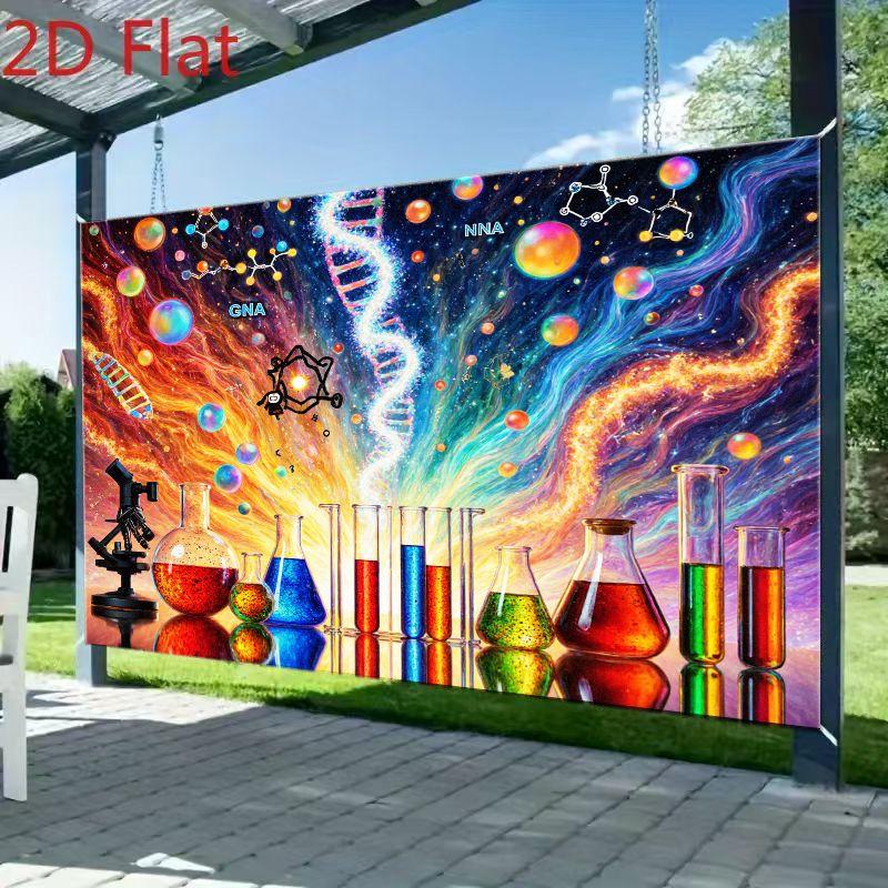 2D plane colorful scientific and cosmic-themed background fabric laboratory decoration polyester fiber