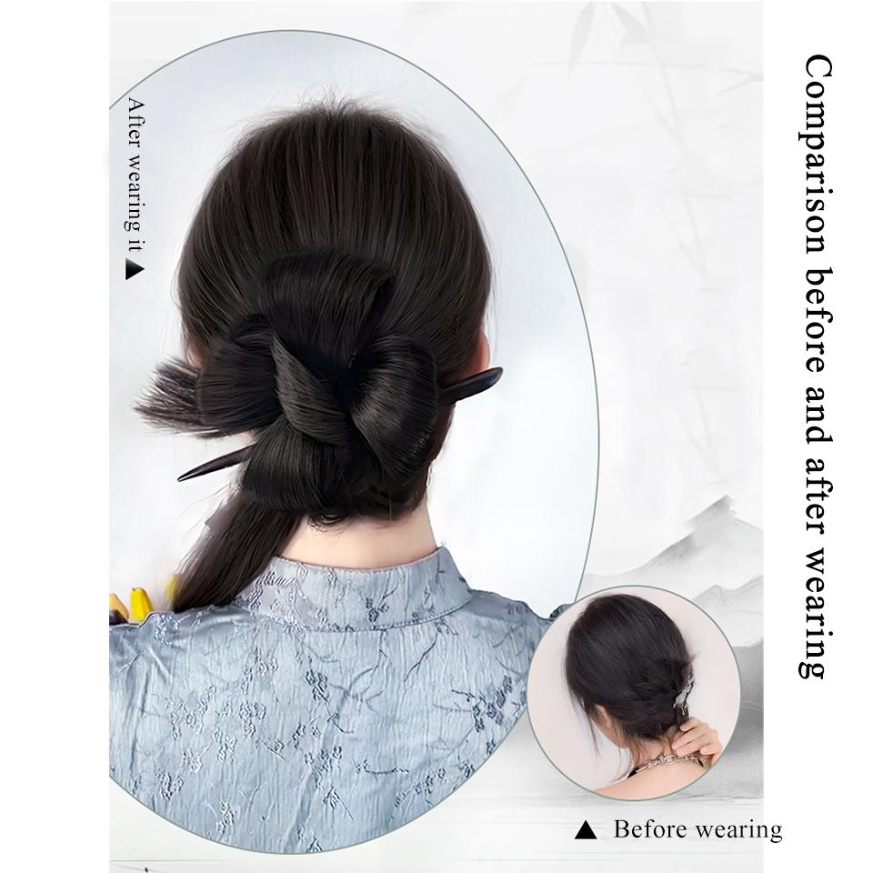 Synthetic Maruki Head Wig Circle New Chinese Style Bride's Curled Hair Bun Clip In the Hair and Ponytail Ancient Style Wig Bag
