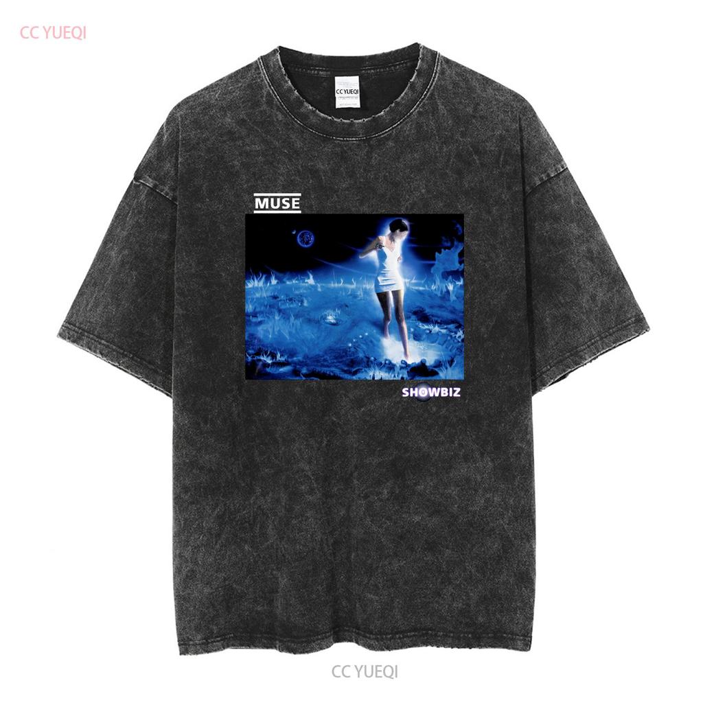 MUSE Showbiz Футболка Хлопок Черный Мужская Полный Размер S - 3XL HC2204 с длинным рукавом винтажная Стирка Растягивающаяся с принтом Универсальная