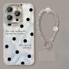 Bow Polka Dot Bracket Bracelet Suitable for IPhone 16 Feather Yarn Apple Phone Case 15promax High-end Sense 14