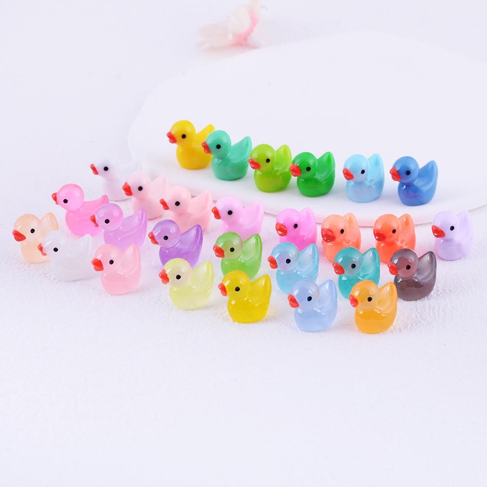 50pcs Mini Ornament Yellow Duck Resin Accessory Doll House Decor Miniature Figure Garden Decor