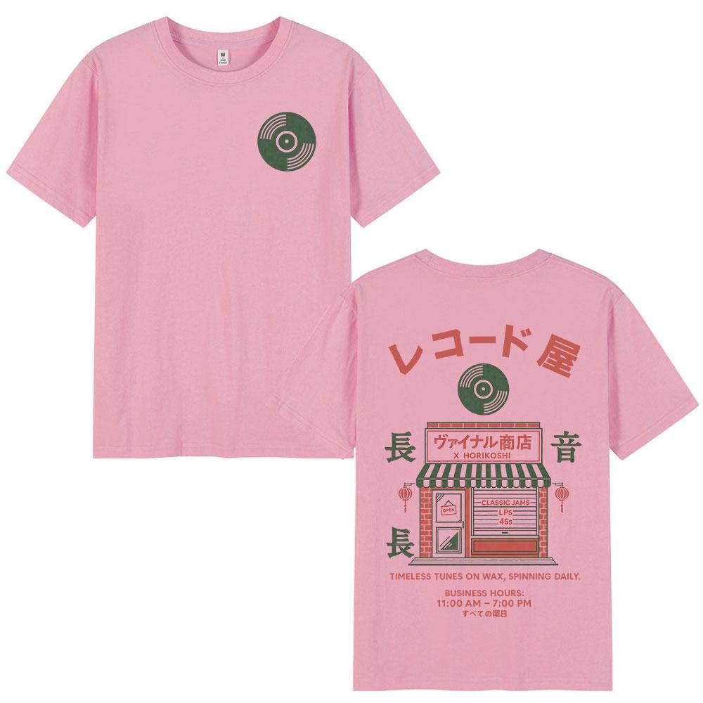 Vinyl Hub Japanese Record Store Graphic T Shirts Unisex Women Clothing Short Sleeve 100 Cotton Casual T Shirt Harajuku Streetwear