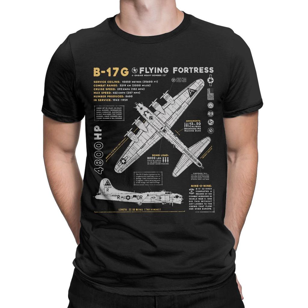 Мужские футболки B-17 Flying Fortress Humor Хлопковые футболки Истребитель Самолет Самолет Футболка Топы 4XL 5XL