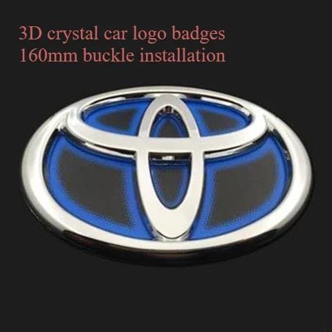 FAJC5 1PC 3D crystal car logo badges car Front grille sign 160mm for Toyota Highlander Camry RAV4 CHR Avalon hybrid car accessories