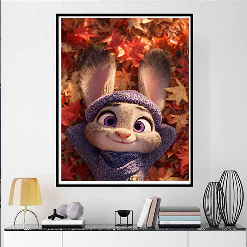 Disney 5D DIY Diamond Painting Zootopia Autumn Healing Illustration Cartoon Full Diamond Mosaic Art Wall Decoration Set
