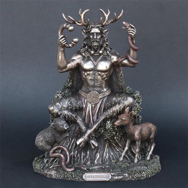 Cernunnos Celtics Рогатый Бог животных Статуя из смолы Статуя подземного мира для украшения дома и сада, украшение комнаты