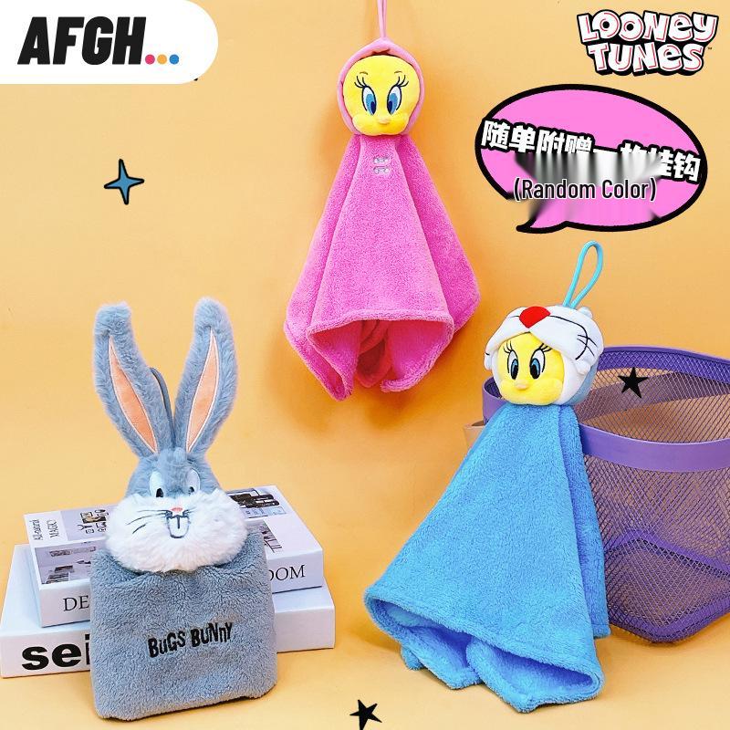 Happy Tunes 3D Tweety & Bugs Bunny Hand Towel - Thickened, Soft, Hanging Design