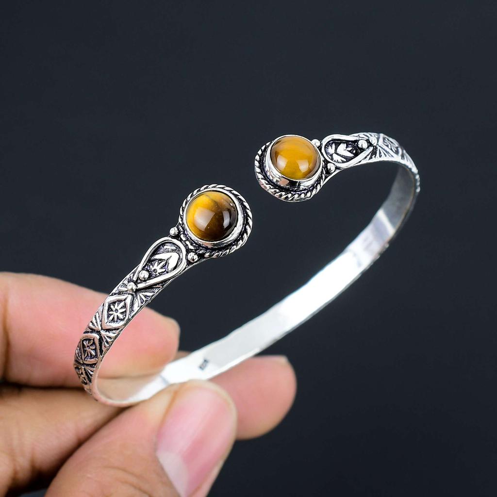 Тигровый глаз браслеты с драгоценными камнями стерлингового серебра 925 пробы ювелирный подарок для унисекс LG-117