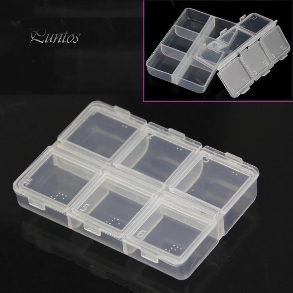 Пустой прозрачный шрифт Брайля, 6 ячеек, таблетки, лекарства, чехол для хранения лекарств, пластиковая коробка, портативный