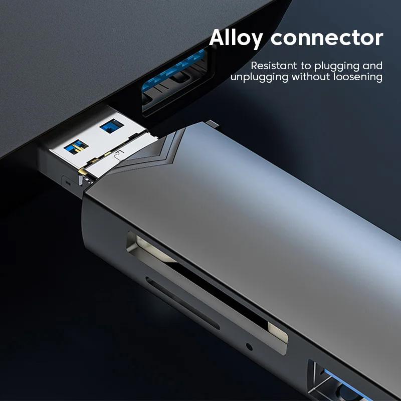 Многофункциональное устройство чтения карт 6 в 1 USB 3.0 к адаптеру Micro OTG Type C с поддержкой TF SD-карты USB-флеш-накопитель для ноутбуков, телефонов и планшетов Android