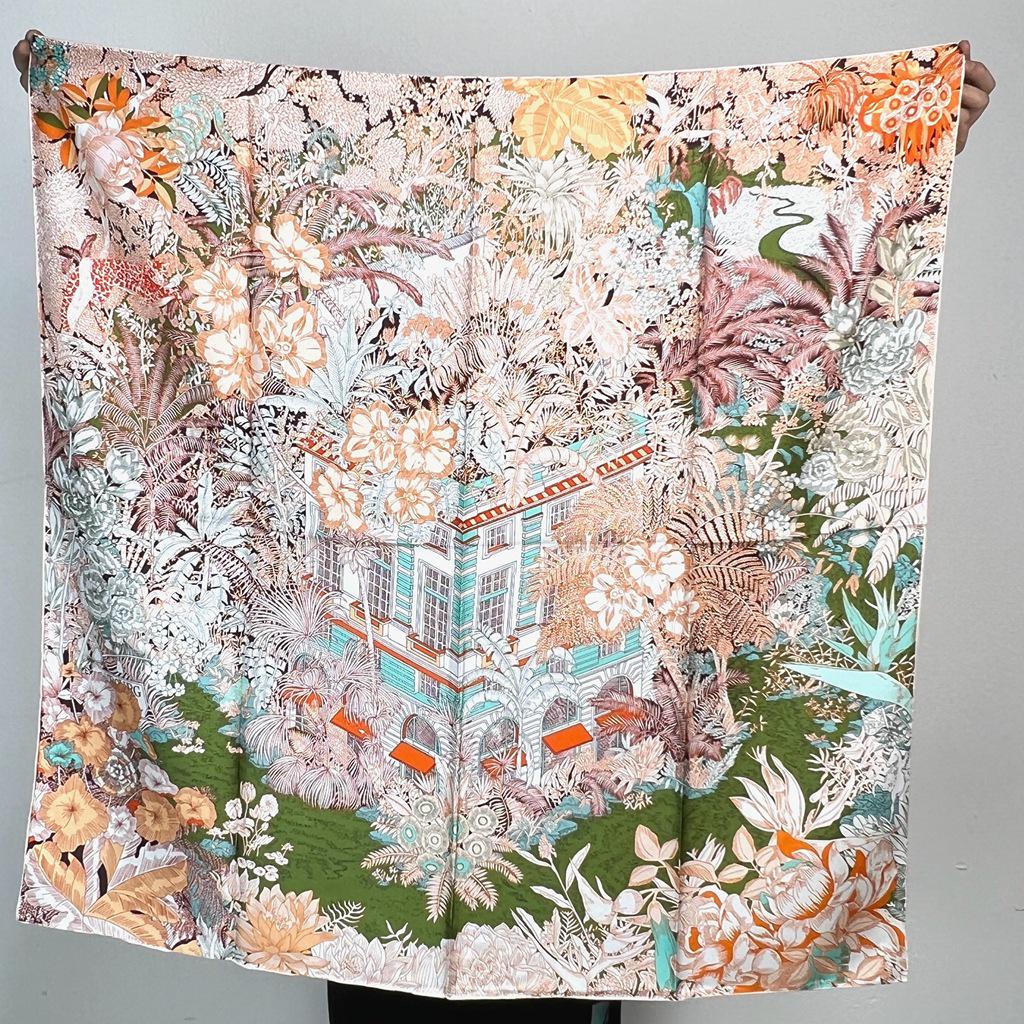 Шелковый твиловый шарф Silk Road в черно-белом французском стиле для весны/лета