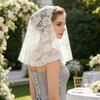 Кружевная фата Короткая марлевая фата до плеч Однослойная фата с изысканной кружевной отделкой Ретро Элегантный свадебный платок для свадебной церемонии