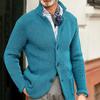 Мужская повседневная и модная однотонная теплая куртка-свитер, мужской трикотажный свитер с длинными рукавами и застежкой на пуговицы, со стойкой