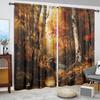 2 шт. Березовый лес, масляная живопись, напечатанная штора для домашнего декора - оконная отделка с карманом для спальни, офиса, кухни