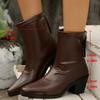 Women's Pointed Toe Chunky Heel Martin Ankle Boots, Slim Fit Mid-Calf Short Boots, Plus Size Fall Winter Shoes