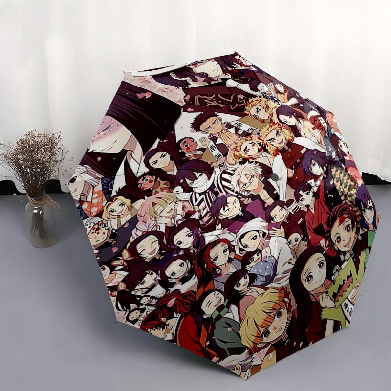 1pc Tanjiro, Nezuko & Friends: Outdoor Umbrella - Automatic Opening/Closing, 3-Fold Design, 8-Bone Frame - Perfect Gift for Demon Slayer Fans, Travele