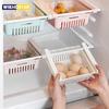 Adjustable Kitchen Fridge Storage Rack Home Organizer Food Container Refrigerator Drawer Storage Boxes Rack Retractable Shelf