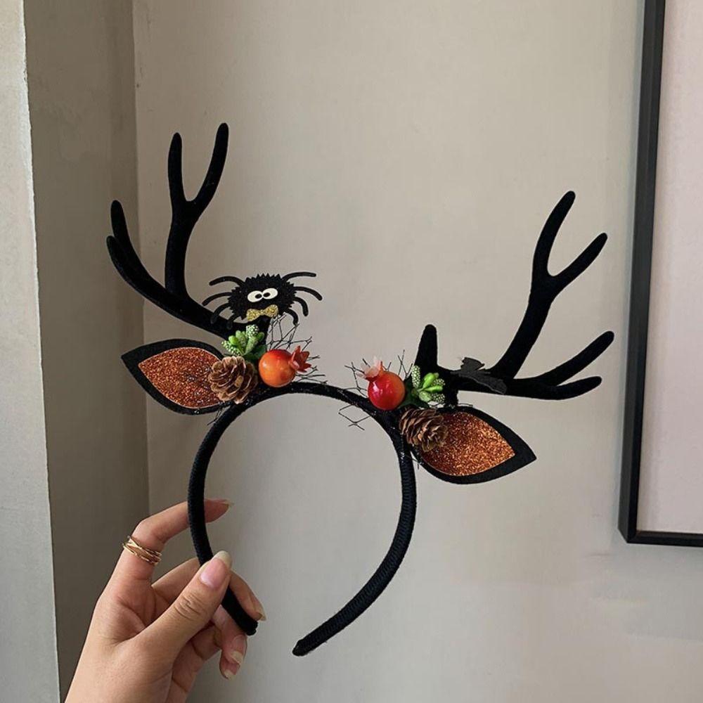 Шарик летучая мышь бант паук тыква корейский стиль повязки для волос женские обручи для волос Хэллоуин повязки на голову рога лося