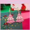 Premium Pink Alloy Christmas Tree Earrings And Necklace Set Perfect For Holiday Gatherings